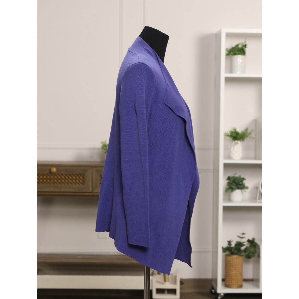 Eileen Fisher Silk Blend Cardigan Purple Front Drape Lightweight Jacket Petite M - Picture 6 of 13